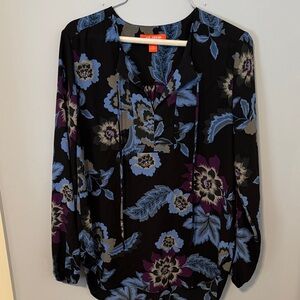 Joe Fresh Black and Purple Floral Blouse